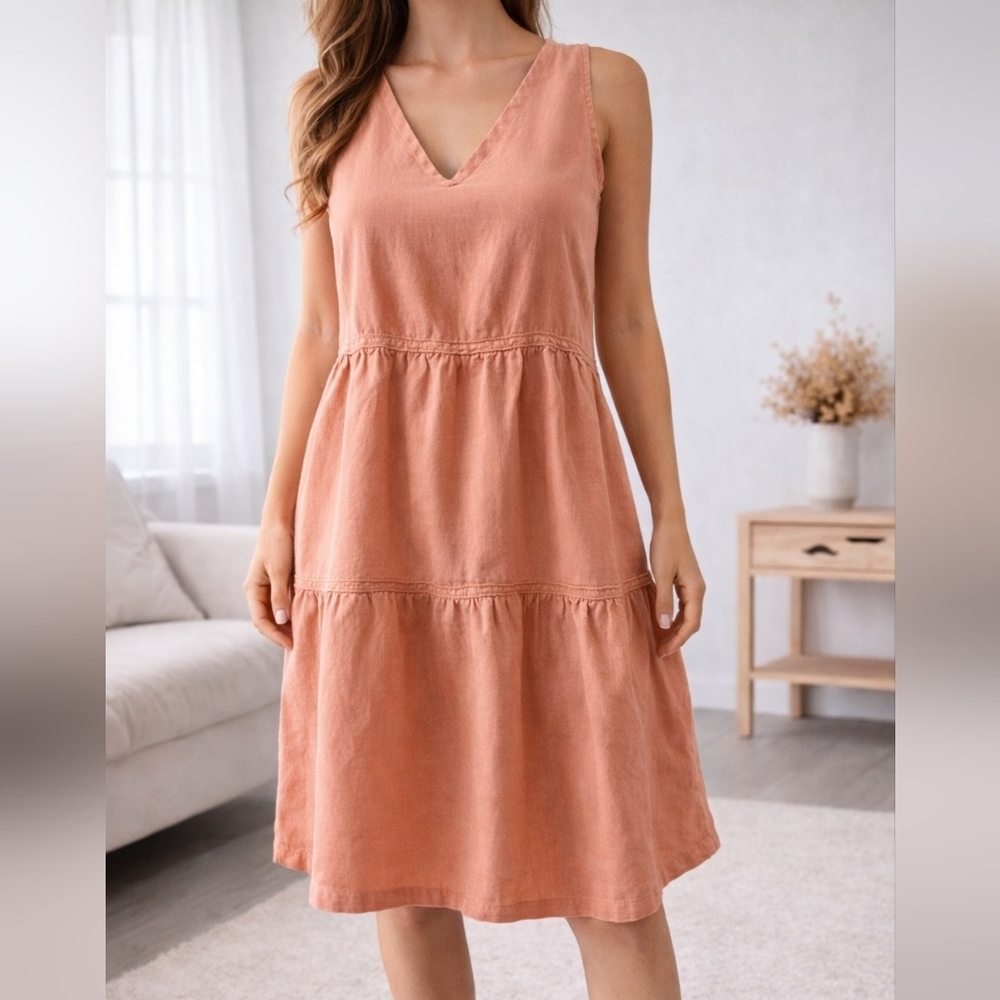 Women's Lucky Brand Linen Dress Size S Orange